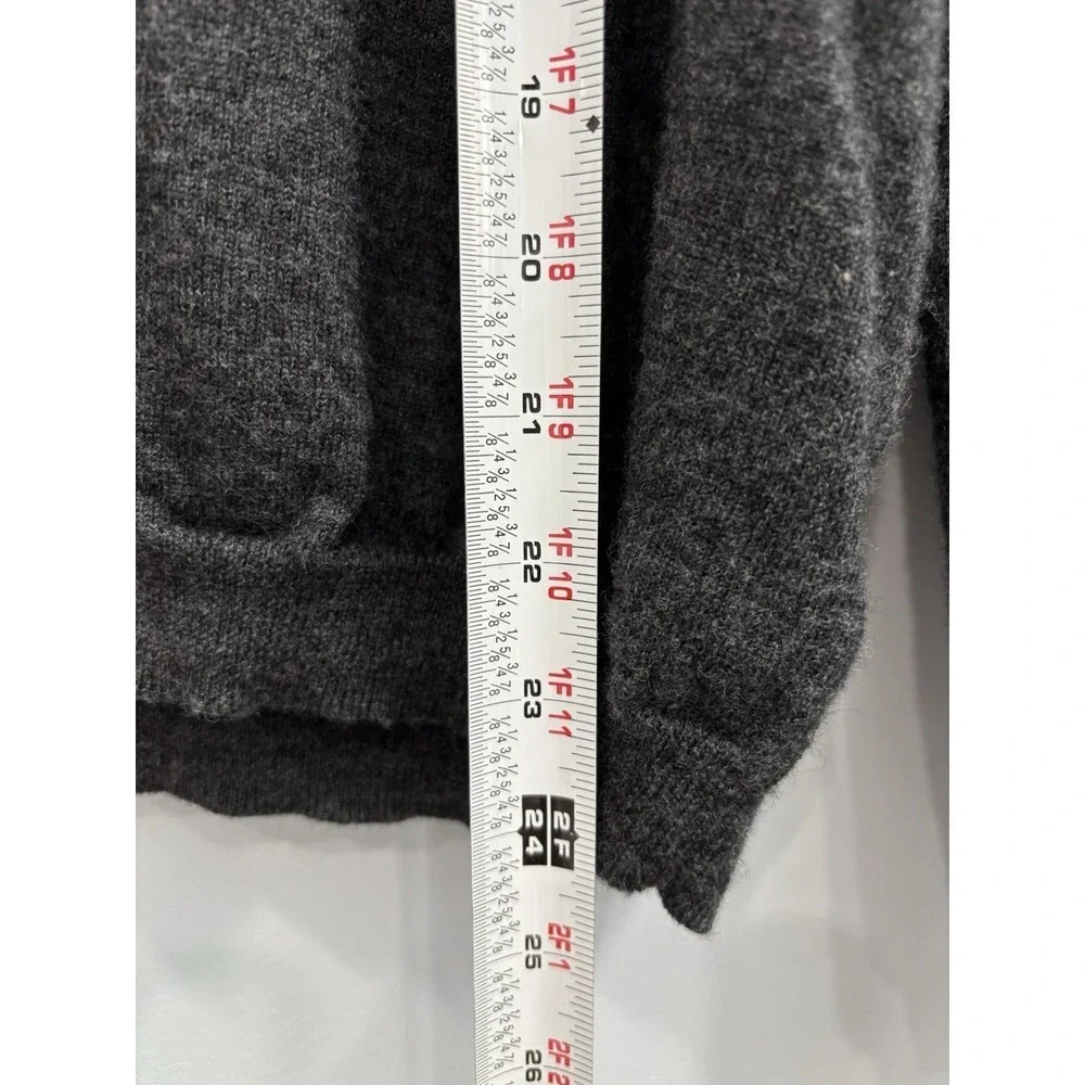 Calvin Klein Merino Wool V-Neck Sweater Gray Youth XL Soft Knit Minimalist